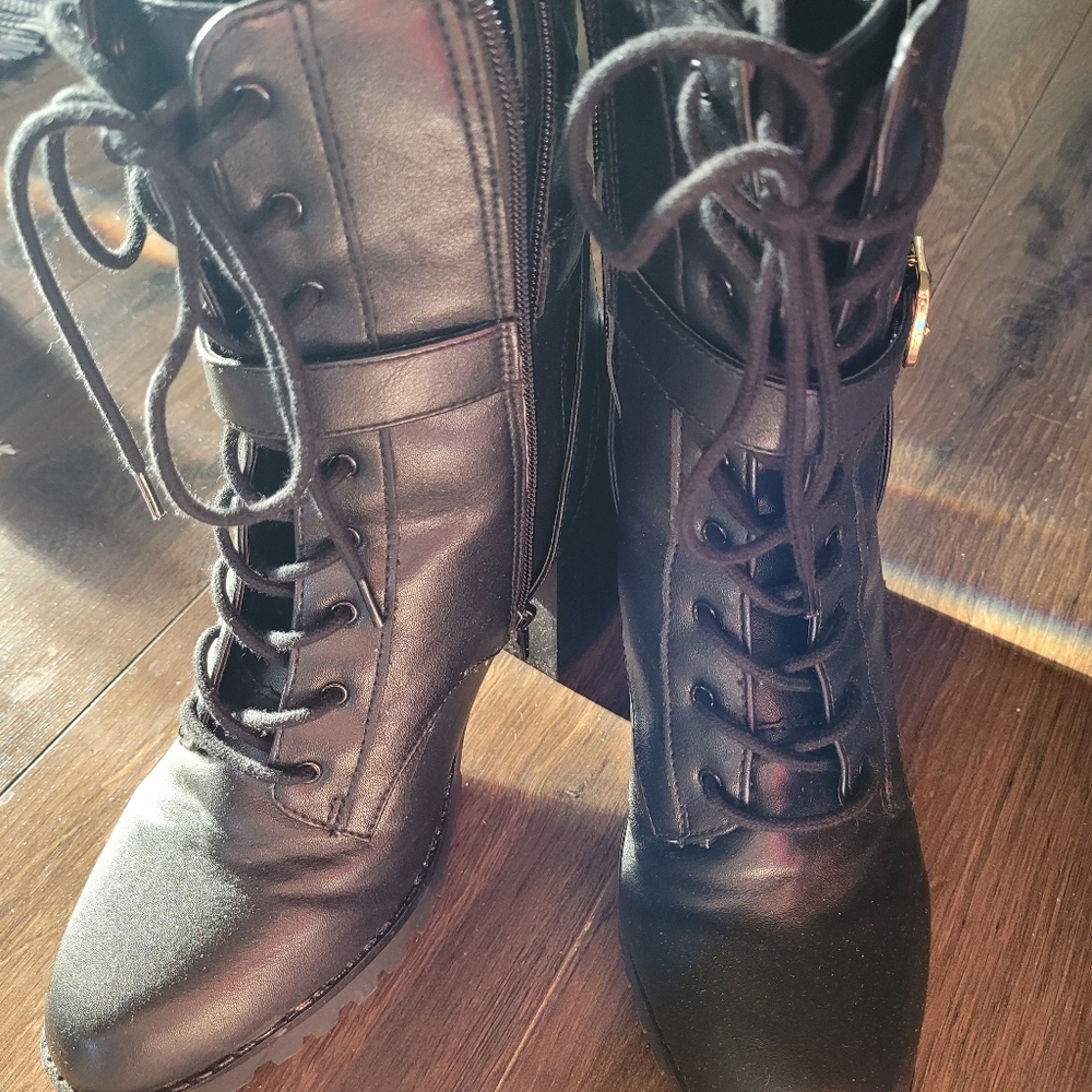 Express Size 9 black boots with a small heel